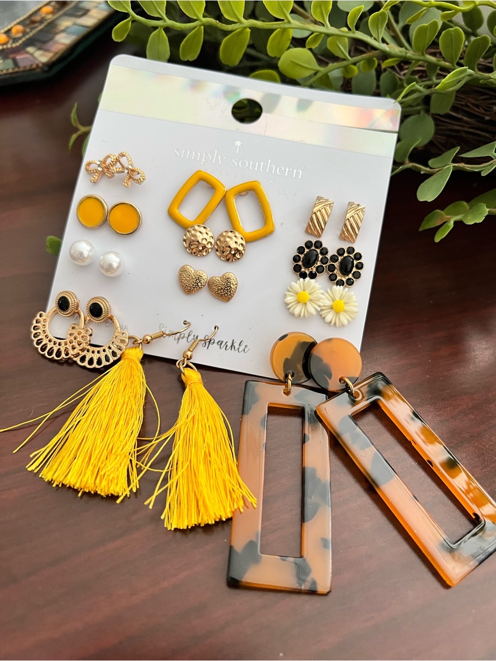 Simply Southern Yellow and Tortoiseshell Earring Set - 10 Pair